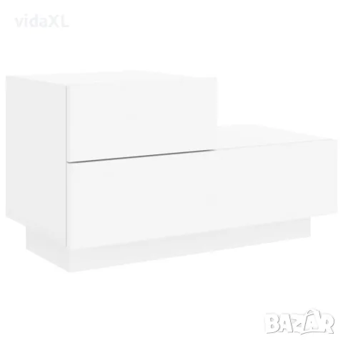 vidaXL Нощно шкафче с LED осветление, бяло, 70x36x40,5 см, снимка 5 - Шкафове - 56148121