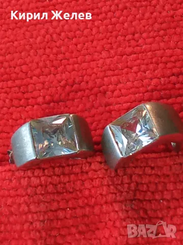 СТАРИ СРЕБЪРНИ ОБЕЦИ СРЕБРО 925 с ФАСЕТИРАН ЛАБОРАТОРЕН МОЙСАНИТ 1-та с НУЖДА от ЗАКОПЧАЛКА 49734, снимка 13 - Обеци - 48987305