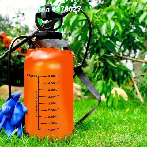 Ръчна градинска пръскачка 5L с метален удължител от неръждаема стомана и регулируема дюза