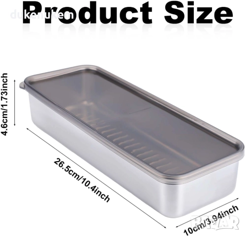 Иноксова кутия за бекон и деликатеси, херметична, за хладилник и фризер, снимка 2 - Други - 52638254