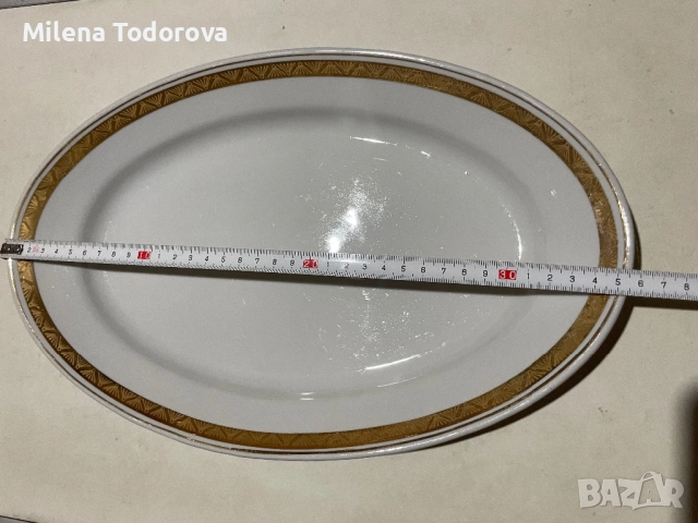  Голямо елипсовидно, порцеланово плато с маркировка, снимка 3 - Чинии - 52599591