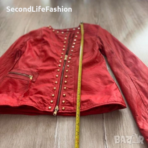 Дамско яке естествена кожа червено Imperial , снимка 4 - Якета - 54164386
