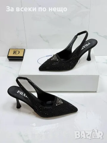 Prada Дамски Официални Обувки На Ток С Декоративни Камъни🔝Дамски Обувки С Ток И Кристали Код SEM-91