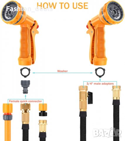 Пистолет за градински маркуч 10 струи поливане на растения, миене кола, снимка 5 - Напояване - 36788120