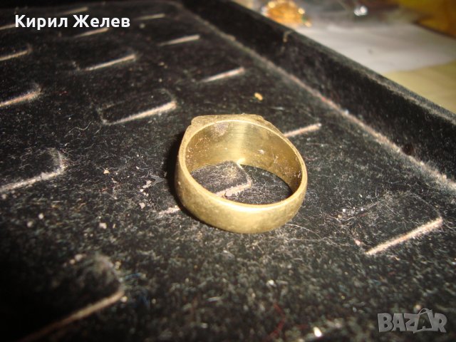 СТАР ПОЗЛАТЕН БРОНЗОВ ПРЪСТЕН ОРНАМЕНТИРАН РЪЧНО МАЙСТОРСКА АРТ ДЕКО ИЗРАБОТКА МАСИВЕН 22349, снимка 7 - Антикварни и старинни предмети - 33867206