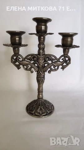 Стар метален свещник тройка с красиви орнаменти