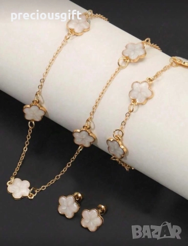 Комплект бижута от 3 части - колие, гривна и обеци, снимка 2 - Бижутерийни комплекти - 52338694