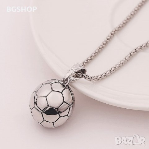 Футболна топка - Колие ( Сребристо ), снимка 3 - Колиета, медальони, синджири - 31195518