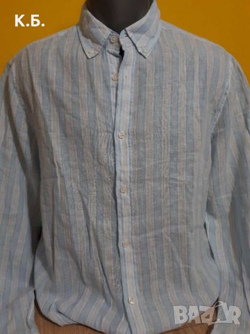 Мъжка риза 55% лен р-р M, снимка 1 - Ризи - 35379787