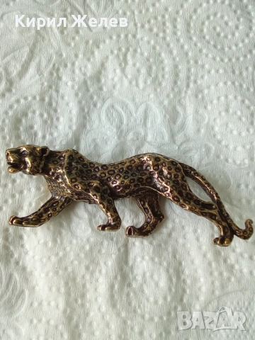 Бронзова фигурка на леопард 44984, снимка 2 - Колекции - 54199120