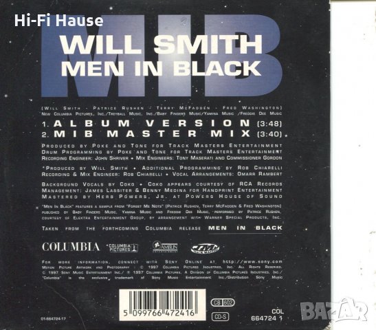 Will Smith -Mib -Men in Black, снимка 2 - CD дискове - 34514403