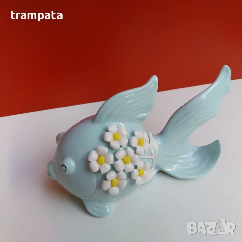 НАЙ ДОБРАТА ОФЕРТА Порцеланова фигура риба с цветя , снимка 2 - Декорация за дома - 53066318