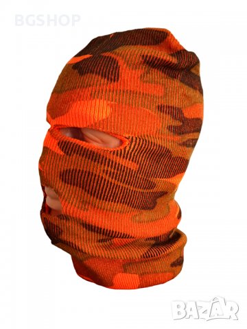 Балаклава зимна шапка очи - уста - Оранжев камуфлаж