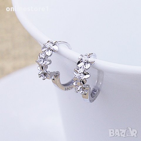  Сребърни обеци 925 - Мини Халки Камелия Код: BX502, снимка 4 - Обеци - 33746274