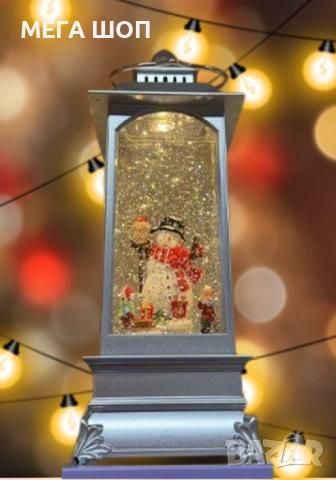 Коледна декоративна лампа със снежен човек в сребристо, снимка 2 - Декорация за дома - 52590274