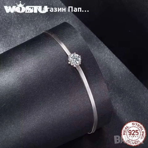 WOSTU Сребърна гривна с 0.5 каратов диамант мойсанит със сертификат