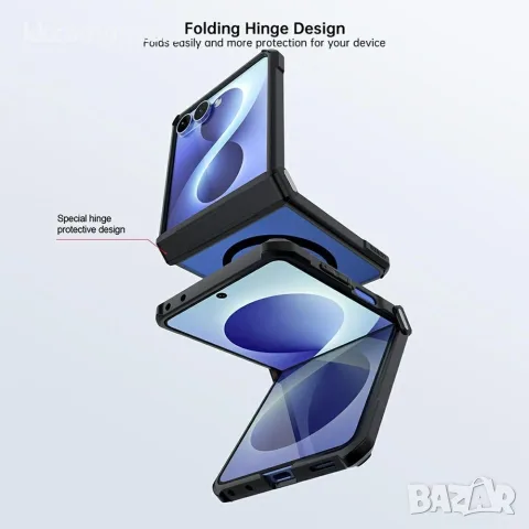 XUNDD за Samsung Galaxy Z Flip8 Магнитен Удароустойчив TPU PC Калъф със Защита на Пантата и Скрийн П, снимка 5 - Калъфи, кейсове - 55911550