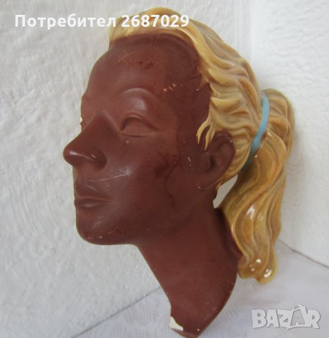 Профил жена момиче, стара керамика, снимка 2 - Пана - 32186264