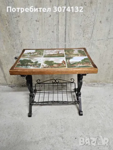 Помощна масичка от ковано желязо и плочки в ретро стил