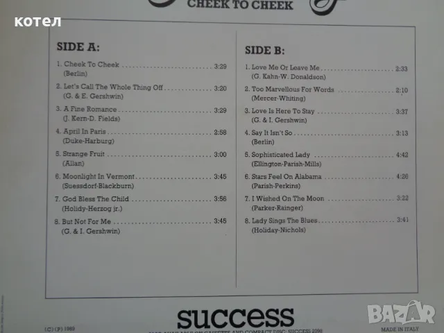 Продавам грамофонната плоча ; Billie Holiday – Cheek To Cheek, снимка 3 - Грамофонни плочи - 50190631