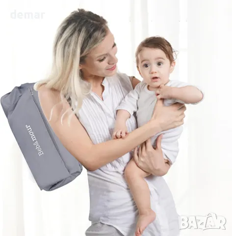 Bebamour Бебешко столче за хранене с подвижна табла и чанта за съхранение, сиво, снимка 8 - Столчета за хранене - 49517326