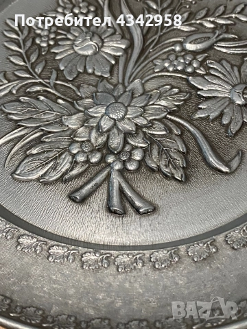 Калаена чиния за стена. Германия. 1950-1970г., снимка 3 - Антикварни и старинни предмети - 51545294