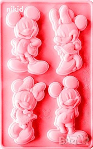 4 Мики Мини Маус Mickey Minnie Mouse силиконов молд форма калъп фондан шоколад гипс декор украса, снимка 1 - Форми - 42708011