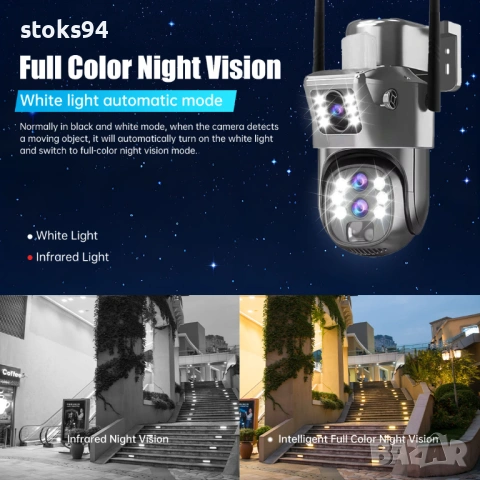 12MP Соларна WiFi Камера, 10х Оптично Увеличение, Детекция на човек с известия, 10.8Ah акумулатор, снимка 8 - HD камери - 54020807