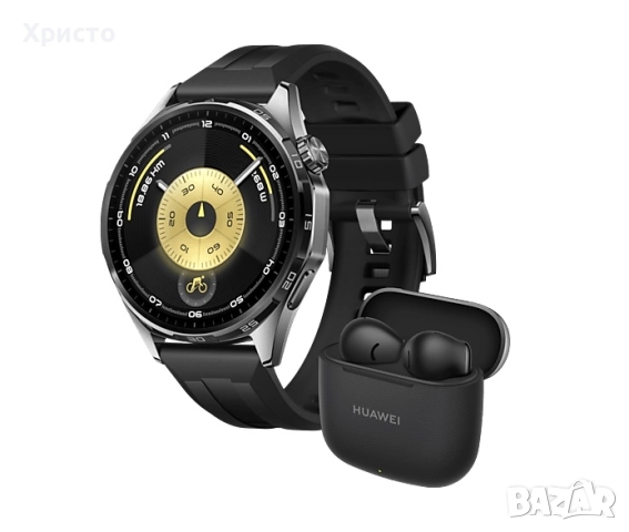 НОВО Смарт часовник HUAWEI Watch GT 6 46mm Black Rubber + подарък безжични слушалки Huawei Freebuds , снимка 2 - Смарт часовници - 52716521