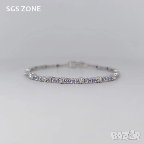 Нежна гривна с танзанити от Тайланд, снимка 11 - Гривни - 52720062