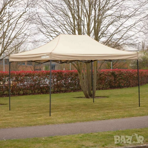 Луксозна шатра KraftWorld 3×4.5 м – премиум бежово платнище, сгъваема конструкция, снимка 2 - Градински мебели, декорация  - 51465689
