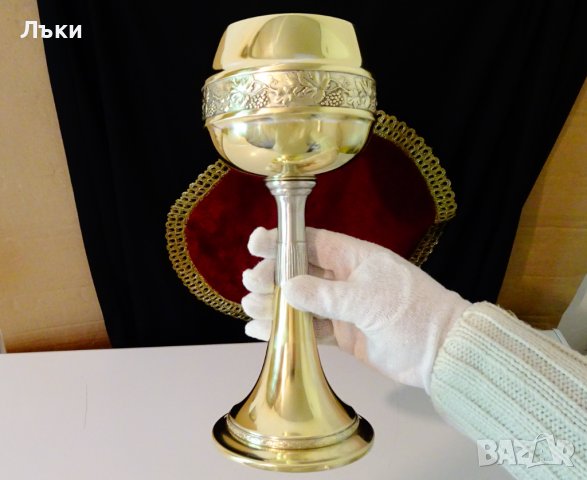 Царски бронзов бокал,чаша за вино 500 мл.,лози,грозде , снимка 2 - Антикварни и старинни предмети - 37274989