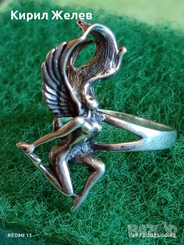 Дизайнерски сребърен пръстен с ФЕЯ майсторска ръчна изработка 27705