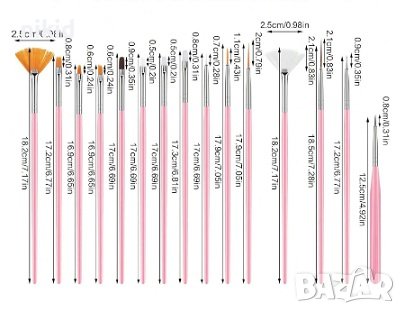 15 бр сет фини тънки тънка четка четки и точкатор сладкарски декорация торта и маникюр нокти, снимка 2 - Други - 44210784