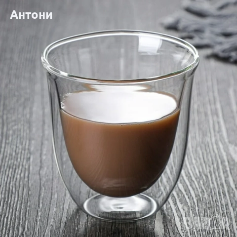 2бр. Двойна стъклена чаша, прозрачна, термоустойчива