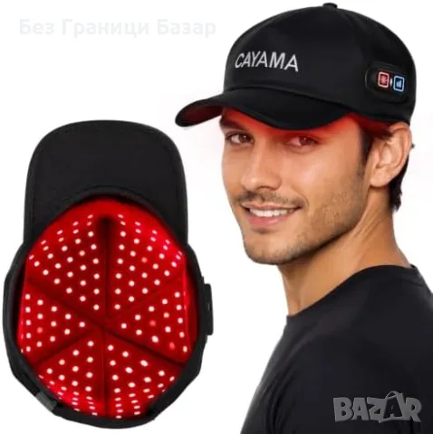Нова CAYAMA LED Шапка за Растеж на Коса 660nm 850nm 540 LED 10000mAh Инфрачервена Терапия