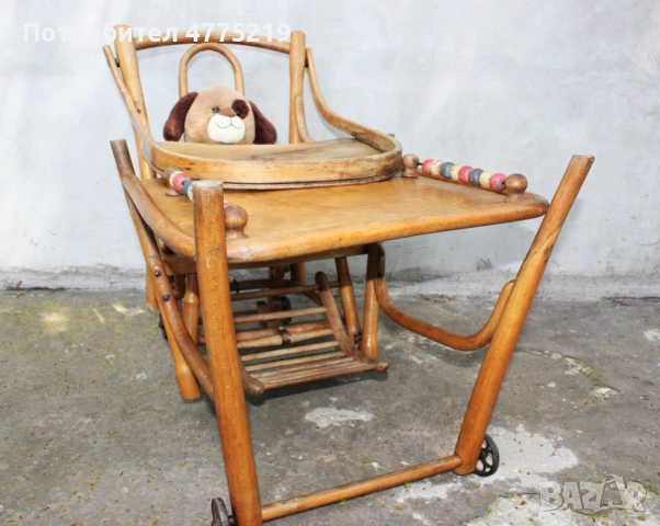 Винтидж ретро детско столче трансформер - маса и стол, Thonet стил, снимка 8 - Столчета за хранене - 53948941