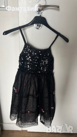 Детска черна рокля с пайети , снимка 1