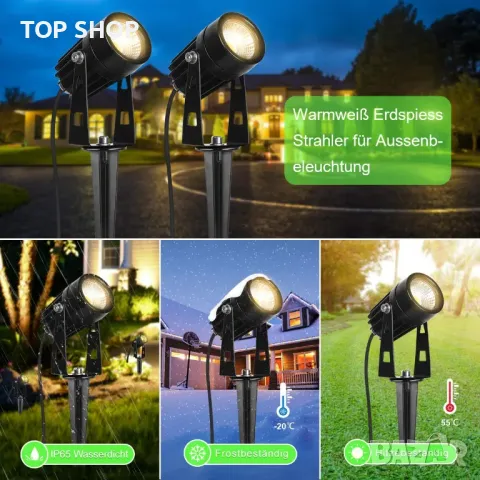 AIMHEIM Комплект от 12 градински прожектора спот LED топло бяло 3 W градинско осветление декорация, снимка 10 - Лед осветление - 49057790