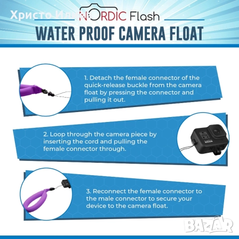 Водоустойчива каишка за телефон и камера плаваща защита от потъване, снимка 4 - Калъфи, кейсове - 52661873