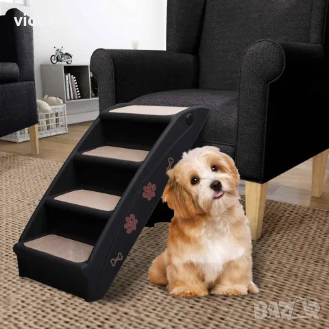 vidaXL Сгъваеми стълби за кучета, черни, 62x40x49,5 см, снимка 2 - За кучета - 56146254