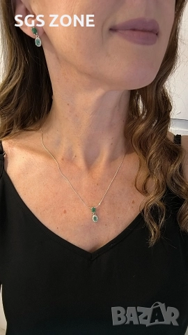 Сребърни обеци със смарагд, сапфир или рубин, снимка 10 - Обеци - 52875265