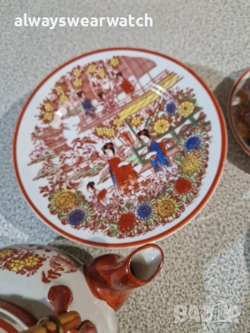 Японски старинен чаен сервиз - декор, снимка 3 - Антикварни и старинни предмети - 51415919