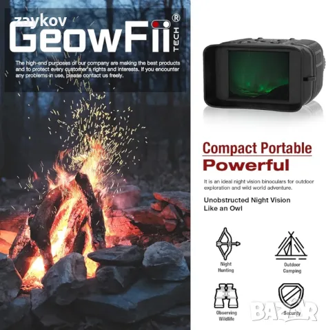 Бинокъл GeowFiiTech 4K за нощно виждане, мини очила за нощно виждане, снимка 3 - Друга електроника - 49634857