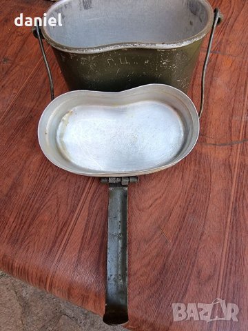 Рядко старо българско войнишко канче - форма "бъбрек" Материал – Алуминий военни , снимка 6 - Оборудване и аксесоари за оръжия - 34160894