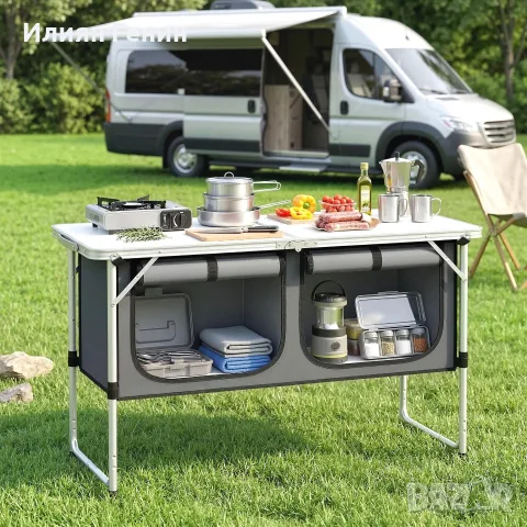 Сгъваем къмпинг шкаф Outsunny Camping Kitchen, снимка 9 - Къмпинг мебели - 56333278