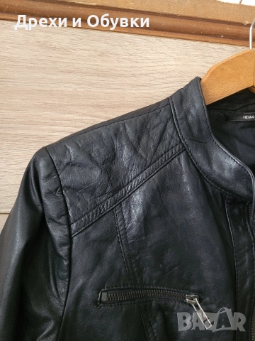 Черно яке естествена кожа HEMA , снимка 6 - Якета - 54318002