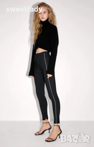 ZARA-еластичен панталон с кант, снимка 2 - Панталони - 31645294