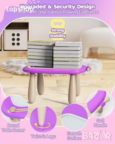 Магнитна дъска за рисуване за малки деца, лилава, снимка 3 - Образователни игри - 50525696