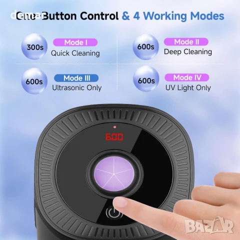 Ултразвукова почистваща машина Gopink Retainer, черна, 45KHz с UV светлина, снимка 5 - Други - 50708429